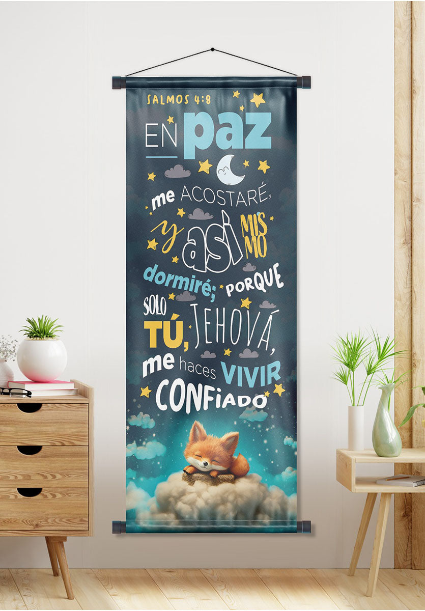 Banner cristiano Salmo 4:8 – versículo bíblico en español, 40 x 100 cm – foto 5