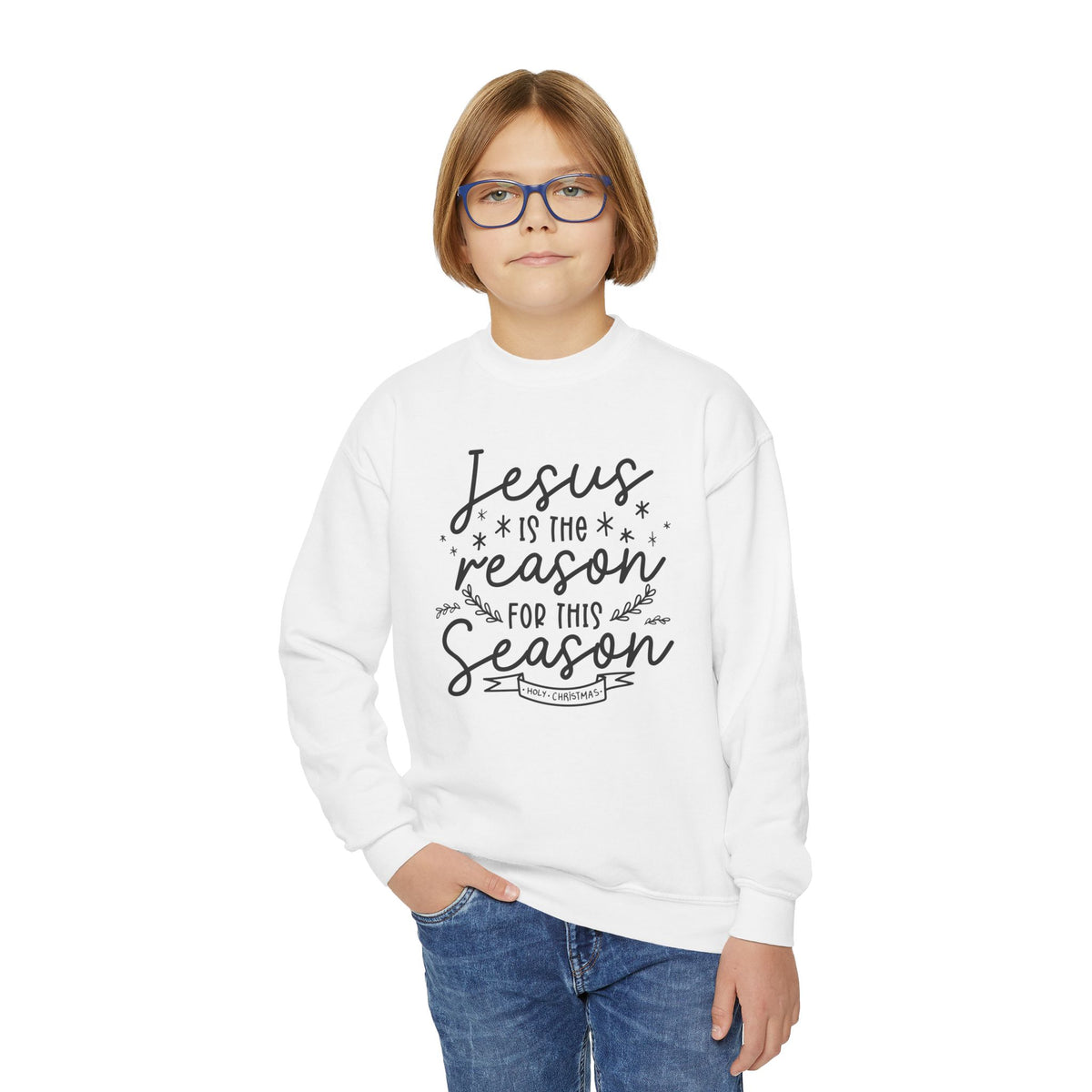 Youth Crewneck Sweatshirt Jesús la Razón – ropa cristiana para niños – foto 5