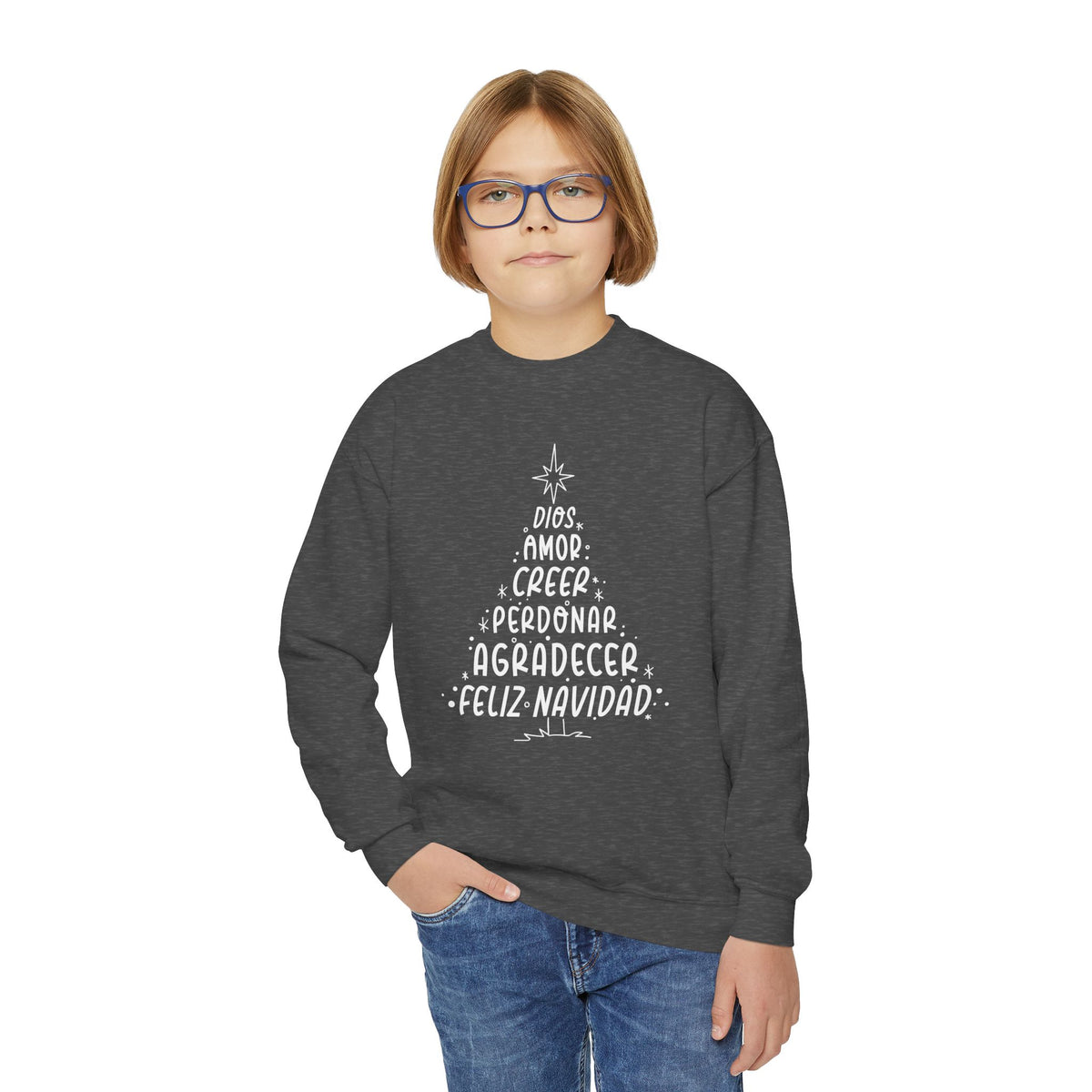 Youth Crewneck Sweatshirt Arbol Navidad – ropa cristiana para niños – foto 11