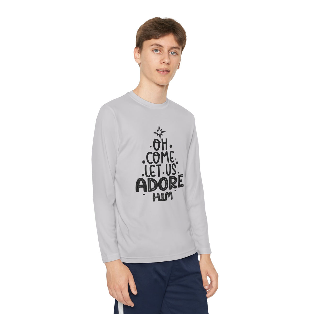 Youth Long Sleeve Competitor Tee Adoremos – ropa cristiana para niños – foto 8