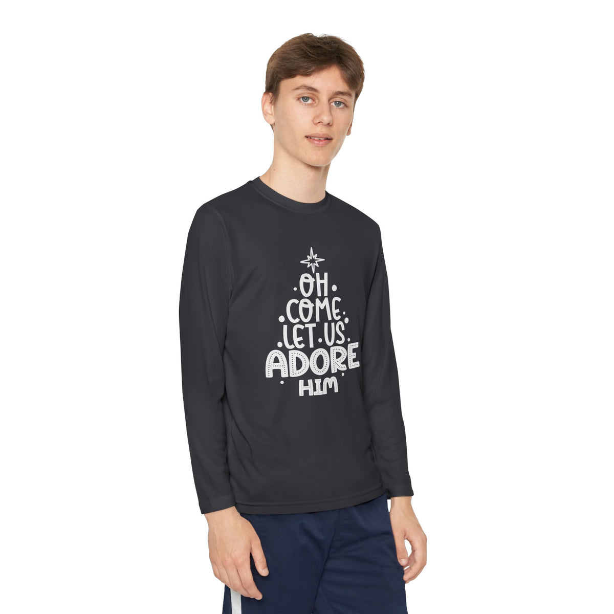 Youth Long Sleeve Competitor Tee Adoremos – ropa cristiana para niños – foto 11