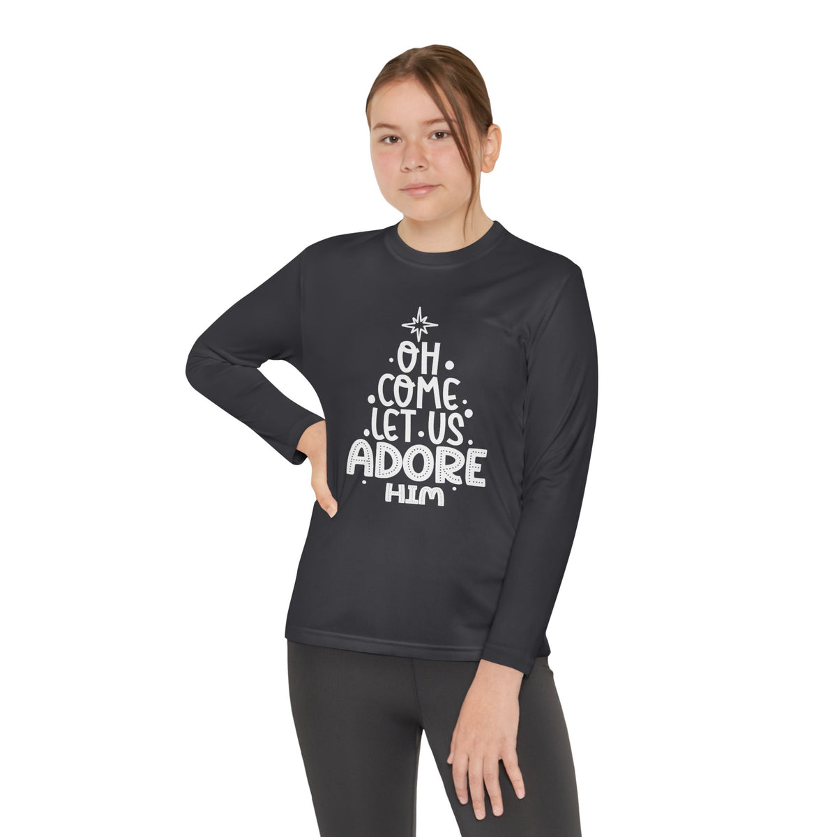 Youth Long Sleeve Competitor Tee Adoremos – ropa cristiana para niños – foto 12