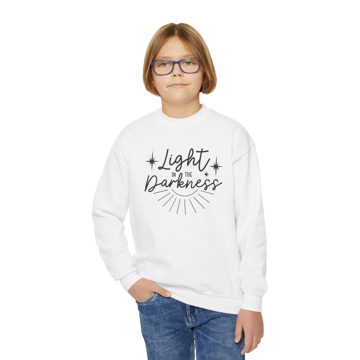 Youth Crewneck Sweatshirt Luz – ropa cristiana para niños – foto 5