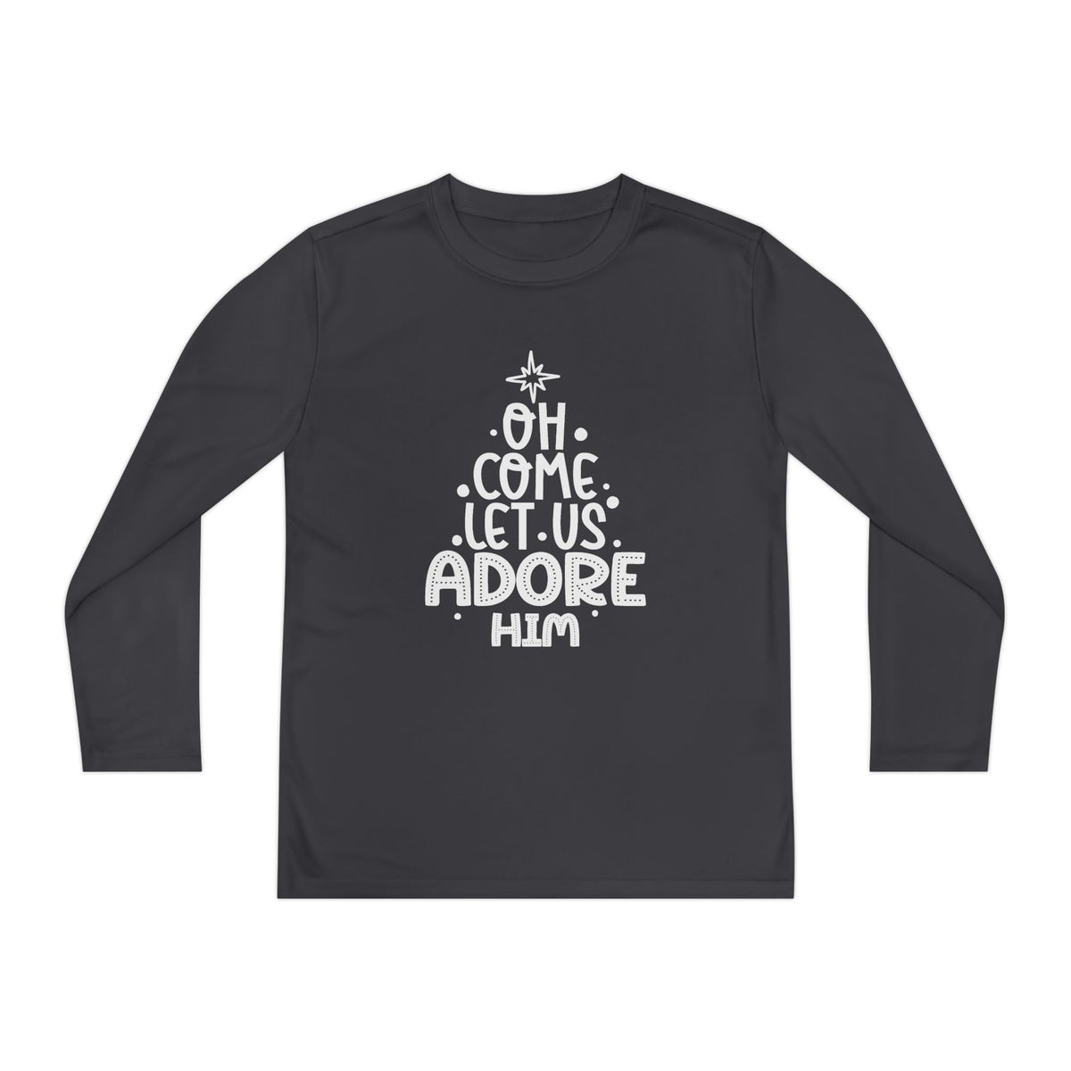 Youth Long Sleeve Competitor Tee Adoremos – ropa cristiana para niños – foto 3