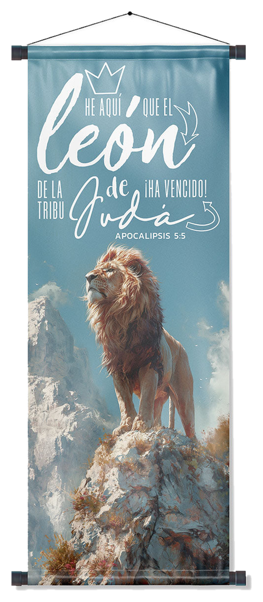 Banner Mensaje Cristiano Lona resistente e impermeable Caño PVC Hilo Negro
