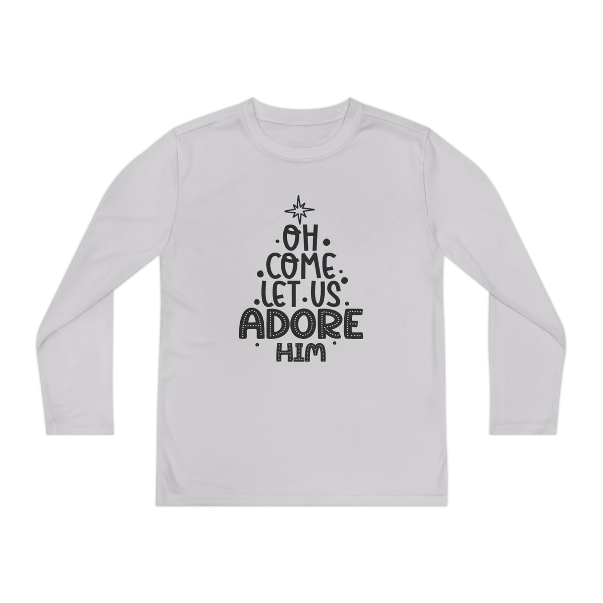 Youth Long Sleeve Competitor Tee Adoremos – ropa cristiana para niños – foto 2