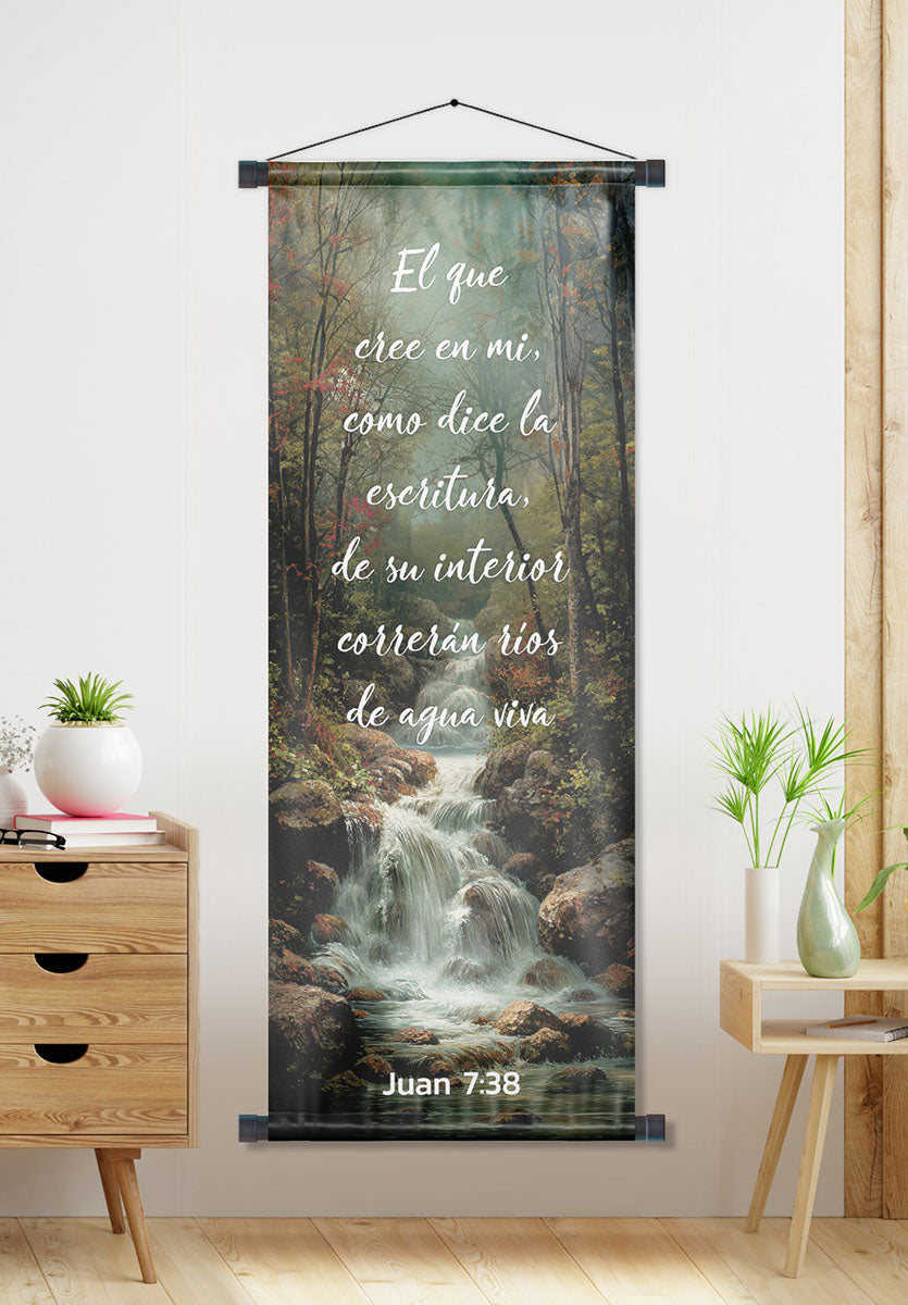 Banner cristiano Juan 7:38 – versículo bíblico en español, 40 x 100 cm – foto 4